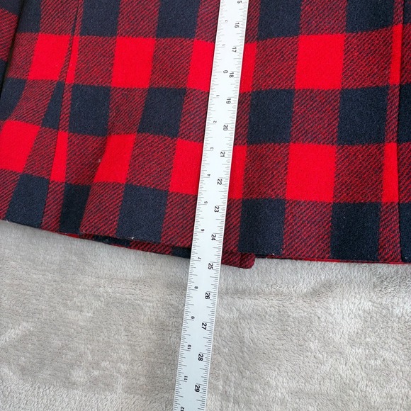 J.Crew Double Breasted Pea Coat Jacket in Red Buffalo Plaid 100% Wool Women 2 - Picture 8 of 12